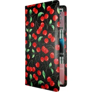 Registration and  Holder, PU Leather Glove Box  Organizer with  Closure,  Document Holder for Driver's License & Essential Documents (Red Cherry)