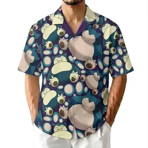 Hot Summer 2026 Sleepy Monster Paw Print Hawaiian Shirt, Cute Cartoon Creature Summer Button Up Shirt