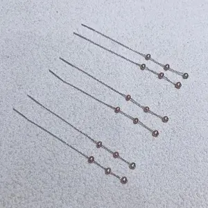 ER11 - 3–4 mm S925 freshwater purple bead ear thread (2284408052)