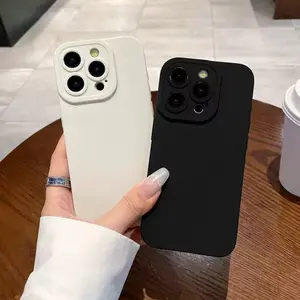 Liquid Silicone White Phone Case for iPhone 16 15 14 13  17Pro Max 12 11 Shockproof Soft Slim Protective Cover  Anti-Yellowing Matte Case