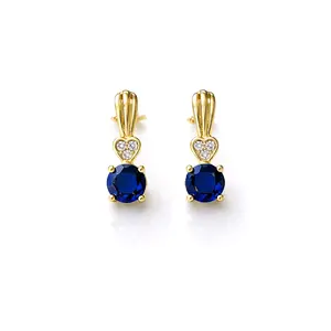 14K Gold Plated Small Hoop Earrings with Colored Stones (Blue, White & Pink) – Elegant Minimalist Jewelry