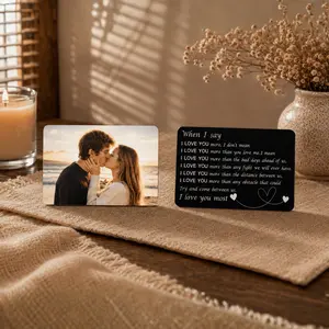 Custom Photo Metal Wallet Card, Personalized Love Note Gift for Boyfriend Girlfriend Husband Wife