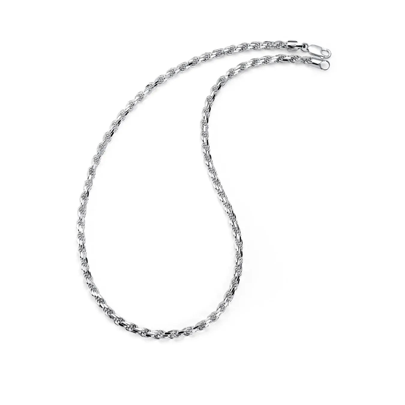 Men's 4.5MM Diamond-Cut Italian Rope Chain Sterling Silver 925 Necklace Men's 4.5MM Diamond-Cut Italian Rope Chain Sterling Silver 925 Necklace