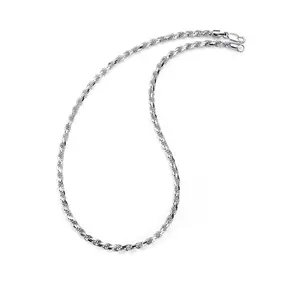 Men's 5.5MM Diamond-Cut Italian Rope Chain Sterling Silver 925 Necklace