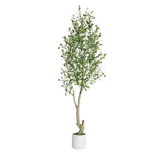 Artificial Olive Tree, 6/7FT Tall Faux Olive Trees with Large Fruits and Realistic Leaves, Indoor Fake Olive Plants in Pot for Living Room, Farmhouse