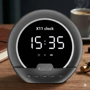 Portable TWS Bluetooth Speaker with Bass Booster & Phone Holder | Mini Wireless Speaker with Temp Display, HD Surround Sound, Long Battery Life for Home Office Outdoor Use