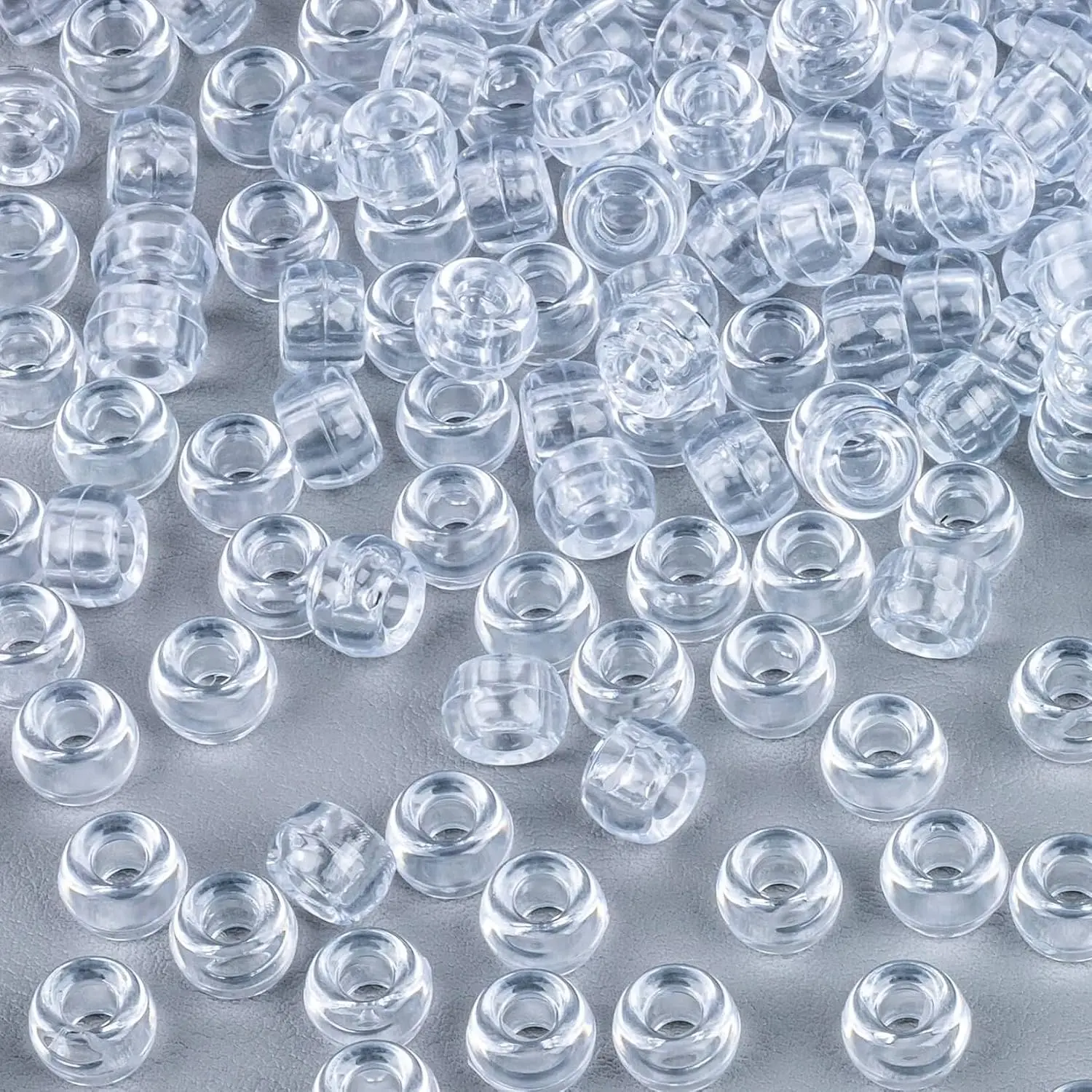 1000+ PCS Clear White Plastic Pony Beads Bulk - 6x9 mm Craft Beads for DIY Beading, Jewelry Making