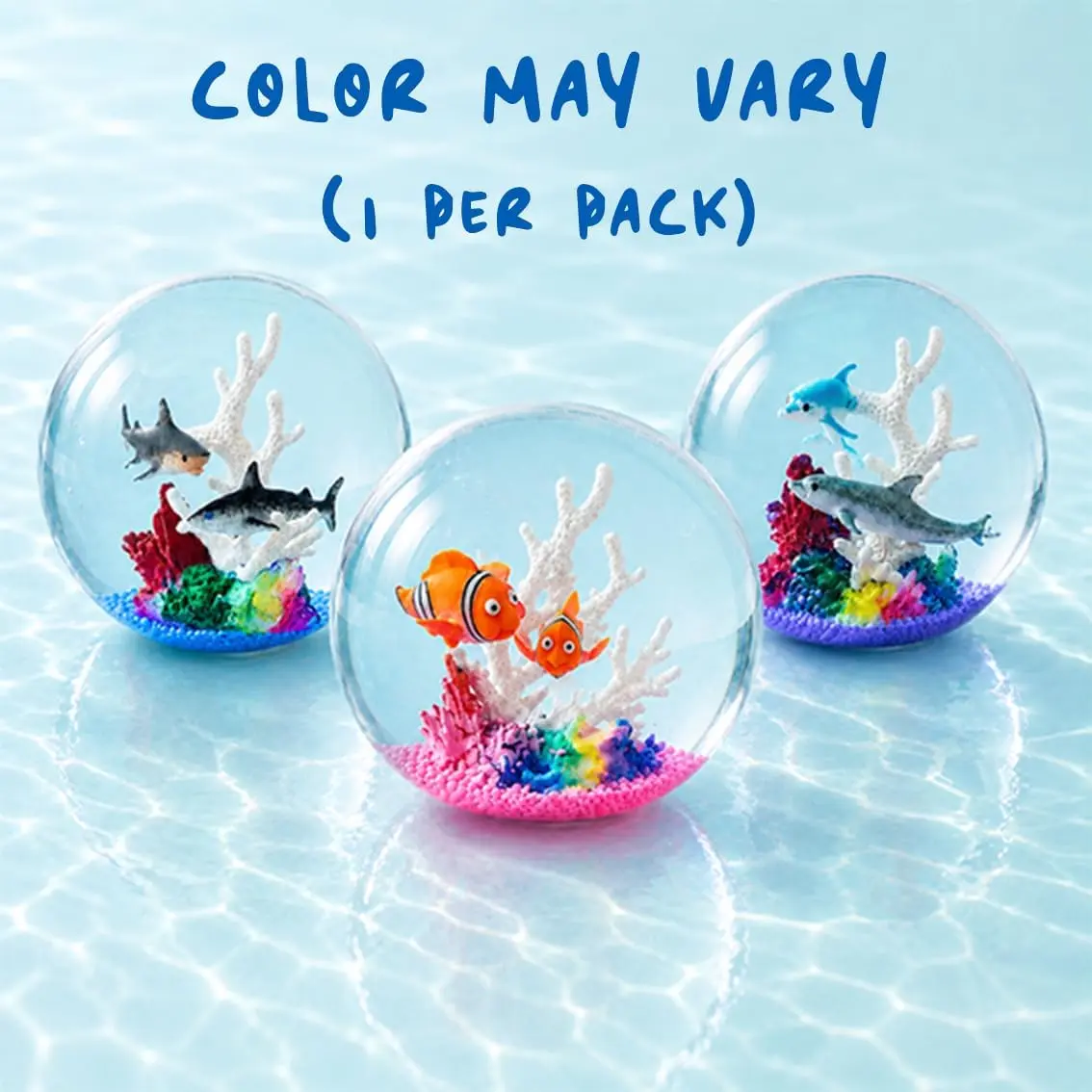 Big Premium Ocean Stress Ball, 70% Larger Than The Standard Squishy Cube, Odor-Free Floating Coral Rock Fish and Glitter Aquarium Sensory Toy, Easy to Clean, Durable - CPC & ASTM Certified 3+