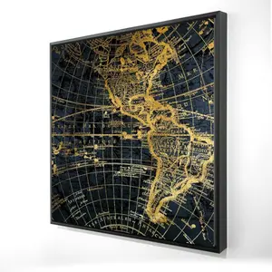 Begin Home Decor 2081-3636-CI120 36 x 36 in. Blue & Marine World Map Globe - Framed Canvas Home Decor