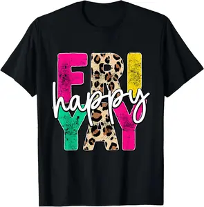 Happy Friyay Teacher Shirt Cute Teacher Fashion Fri-Yay Casual Short Sleeve Cotton T-Shirt