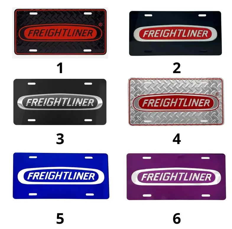 [Freightliner] Rare Pride Elite Logo License Plate Collection, 2D Embossed Front Vanity Tag for Semi Truck SUV, Heavy Duty Metal Car Plate, Professional Trucker Gift for Men Him, Auto Decor