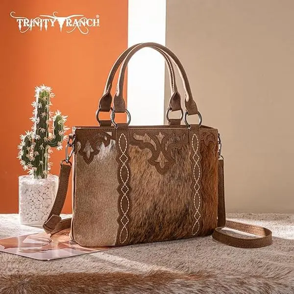 TRINITY RANCH COWHIDE CONCEALED CARRY TOTE BAG