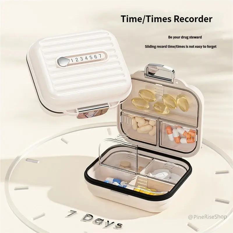 Portable 7-Day Pill Box, weekly medicine organizer with divided sealed compartments for three daily meals.Moisture-proof, lightweight and mini-sized design, easy to carry.Reliable storage case for travel, outdoor activities and daily home use.