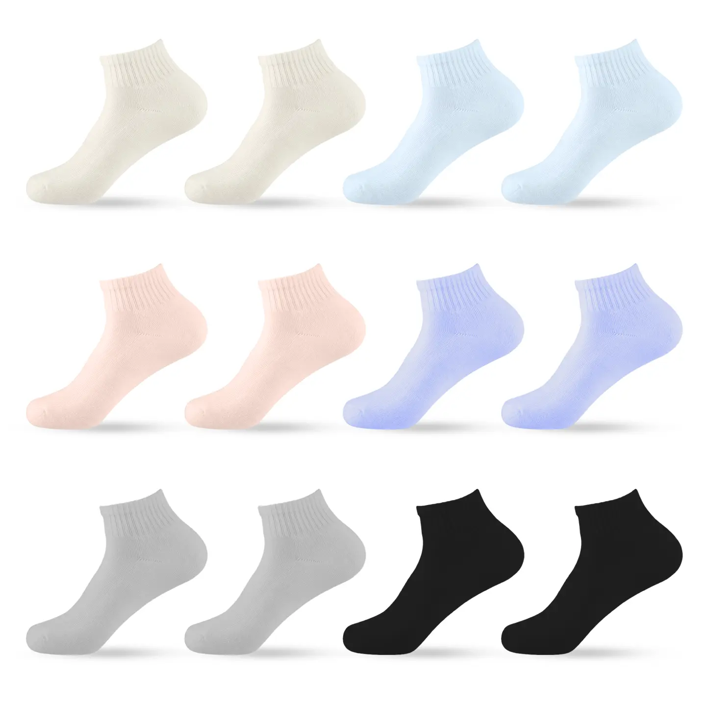 12 Pairs Women’s Quarter Socks Mini Crew Rib All Season Sports Comfort Cozy Soft Breathable Athletic Sweat-absorbing Comfy SOCKS Value Pack Aesthetic