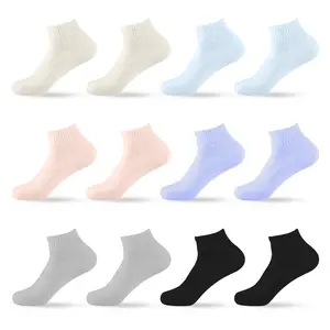 12 Pairs Women’s Quarter Socks Mini Crew Rib All Season Sports Comfort Cozy Soft Breathable Athletic Sweat-absorbing Comfy SOCKS Value Pack Aesthetic