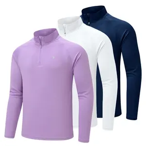 3-GOPUNE Men's 1/4 Zip Pullover Running Long Sleeve Sun Protection Shirts Quick Dry UPF 50+ Rash Guard Athletic T Shirt