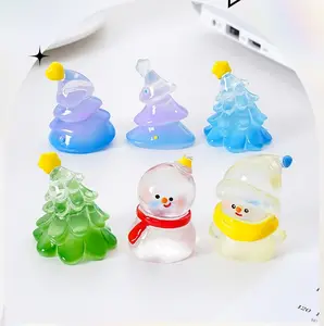 Homegoods Cute Transparent Christmas Tree & Snowman Doll DIY Ornaments Miniature Landscape Desktop & Car Decorations Set of 6 with Free Accessory Kit Multi-purpose Resin Material Safe for Home Use
