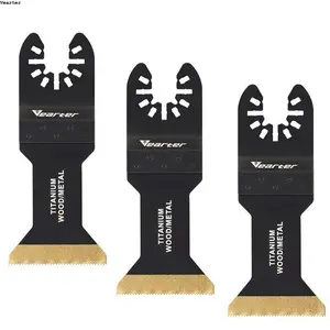 3Pcs Titanium Oscillating Saw Blades, Bi-Metal Multitool Blades Kit for Cutting Metal, Nails, Wood, Universal Quick Release Multi Tool Blades Compatible with Most Power Tools