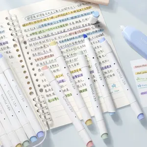 5 Pcs Double-Ended Highlighter Pens Set, Dual Tip Highlighters, Macaron & Morandi Pastel Markers, Dual Tip Fine & Chisel, Quick-Dry No-Smear Ink, Aesthetic Study & Office Supplies for School, Journaling, Planning, Bible Study, Note-Taking & Coloring