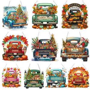 2D Flat DIY Acrylic Sepcial Shape Rhinestone Car Design Diamond Art Painting Hanging Pendants for Christmas Halloween Home Wall Door Decoration