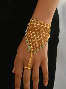 Bohemian Style Multi-Layer Fringe Finger Cuff Bracelet, Perfect for Performances, Stage, Festivals, Daily Wear, Alloy Chain Bracelet