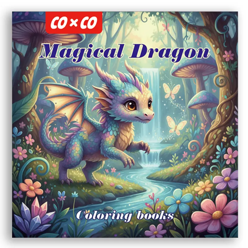 Fantasy Magic Dragon-Themed Coloring Book with Exquisite Line Art and Thick Paper That Doesn't Bleed Through, Great for Kids to Practice Focus and Adults to Relax, Home Leisure Coloring Album Sketchbook