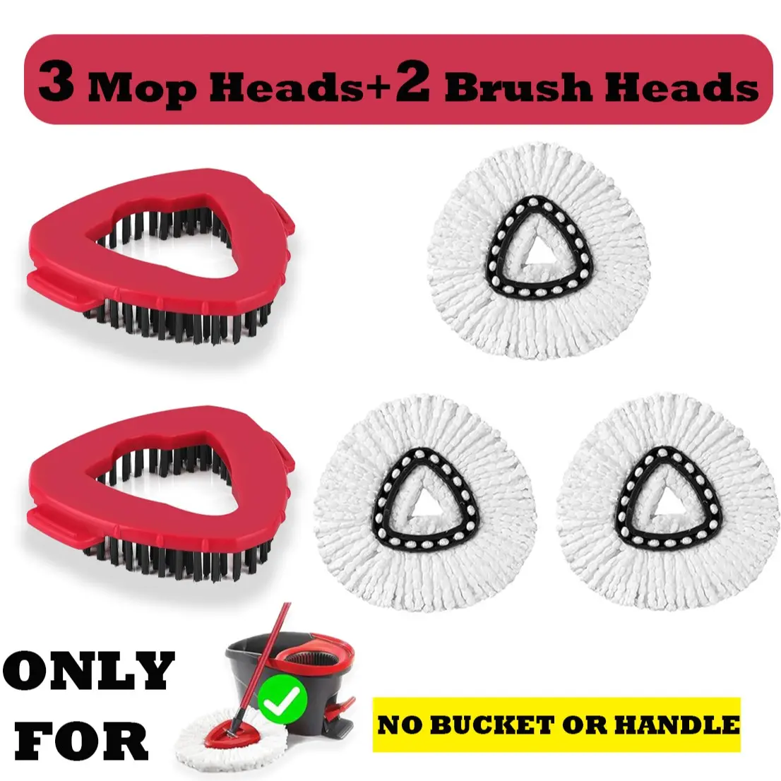 3 Mop Heads+2 Brush Heads