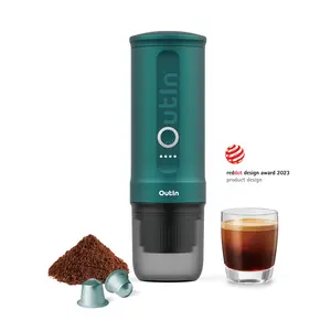 Outin Nano Portable Espresso Machine (Outin Teal) with Self-Heating, 12V/24V 20 Bar Mini Car Coffee Maker, Compatible with NS Capsule & Ground Coffee