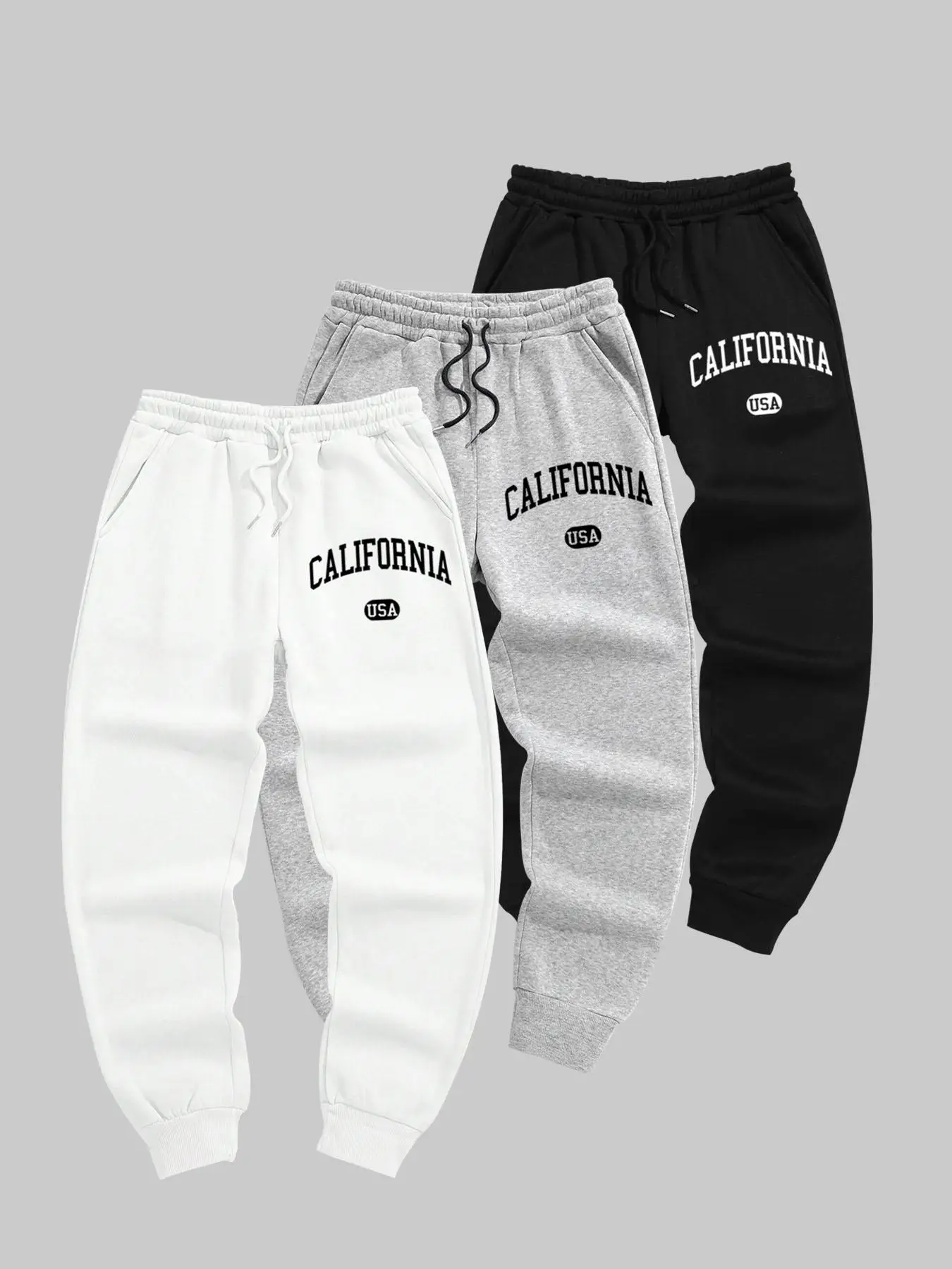 Men's Letter Print Drawstring Waist Sweatpants, Casual Comfortable Athleisure Regular Fit Pocket Jogger Pants for Fall & Winter, Men's Trousers for Da