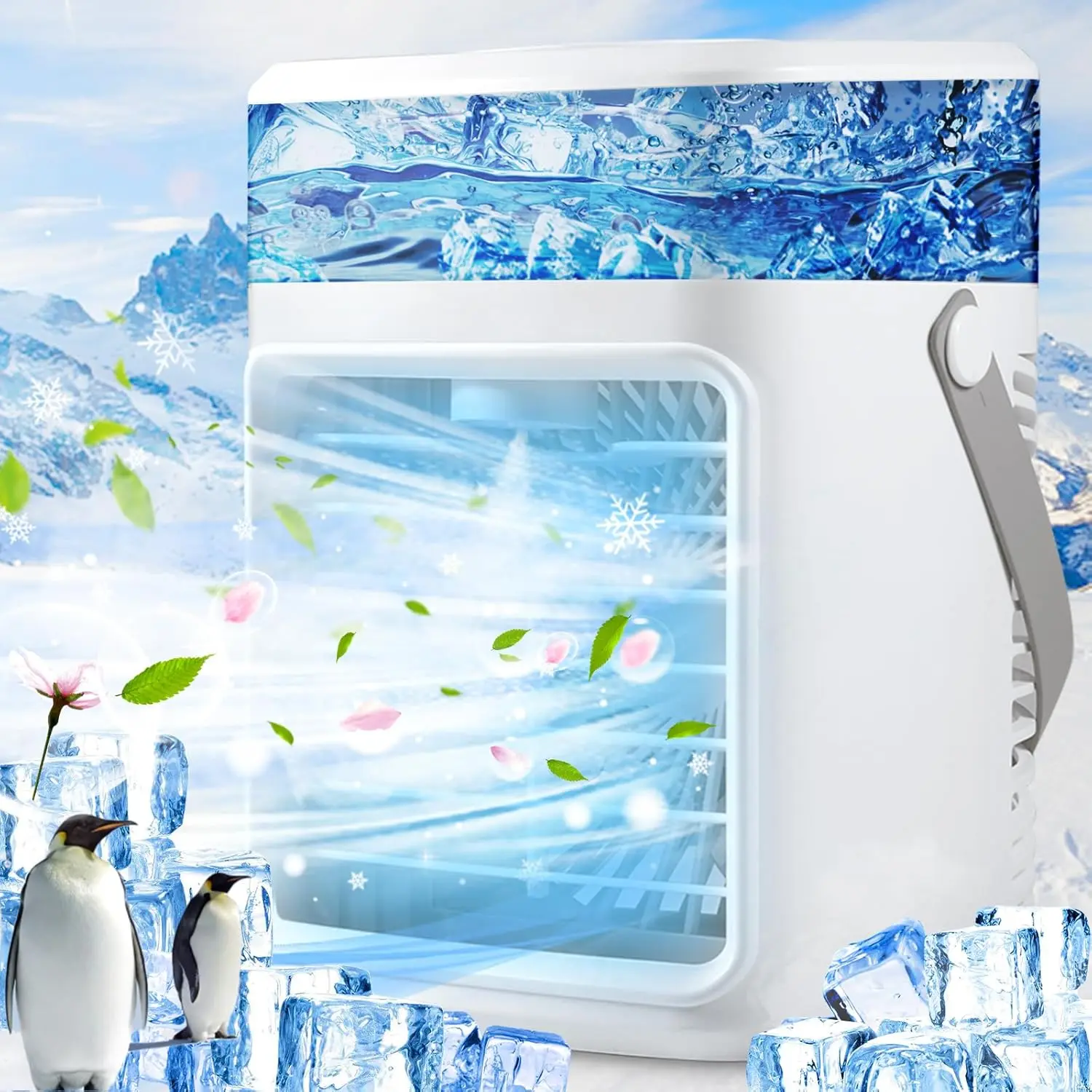 Rechargeable Evaporative Air Cooler 3 Speed 24H Timer 7 Color Light Mini AC for Bedroom Home Office Use