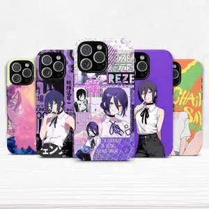 Reze (Bomb Devil) Manga-Style Phone Case — Chainsaw Man Purple-Toned, Girly Protective Cover. Compatible with iPhone 11–17 Pro Max/Plus Series and Samsung Galaxy S23– Series.