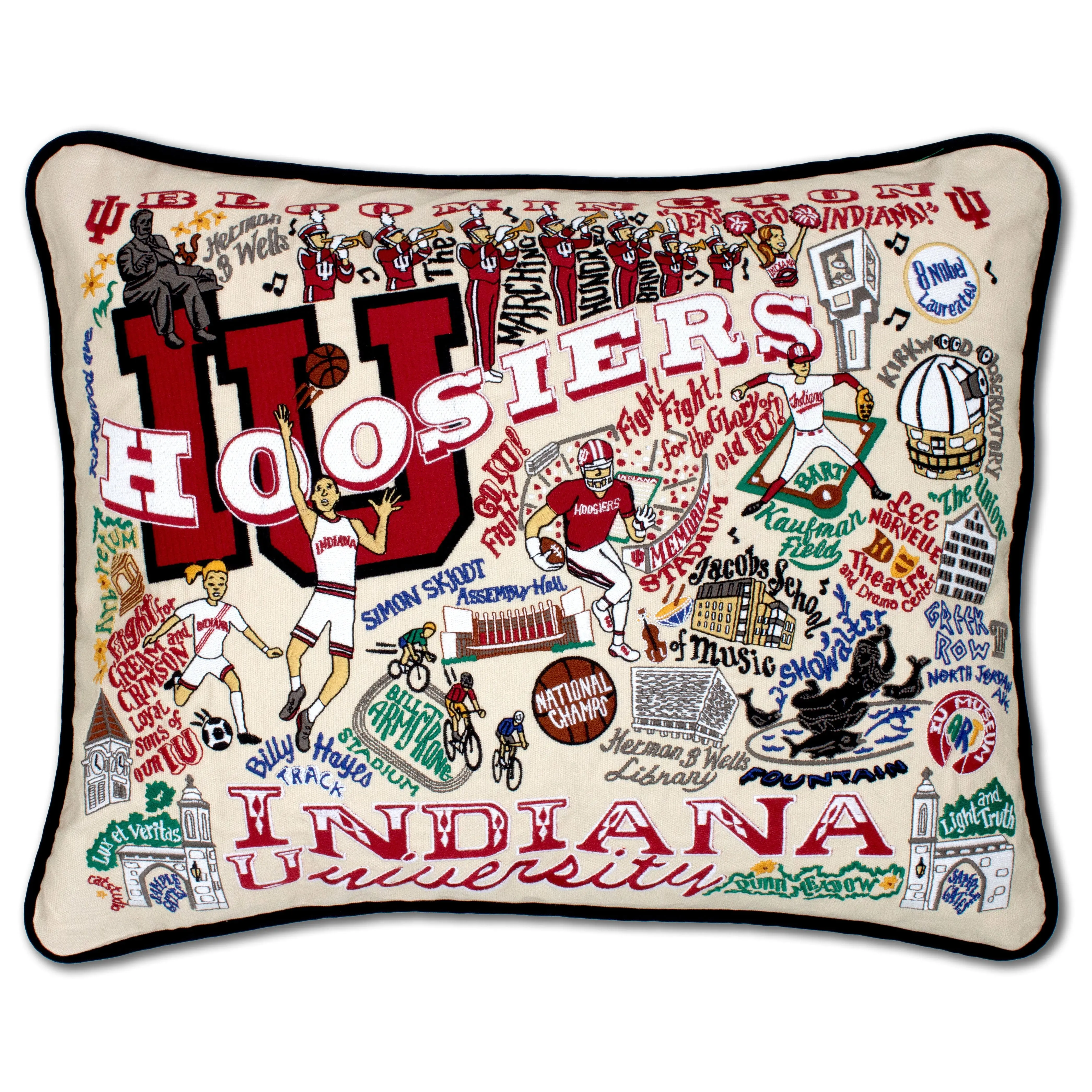 Indiana University Collegiate Embroidered Pillow