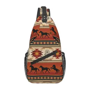 Dream Catcher Western Tribal Horse Print Travel outdoor sports commuter bag men's daily sports chest bag large capacity messenger bag