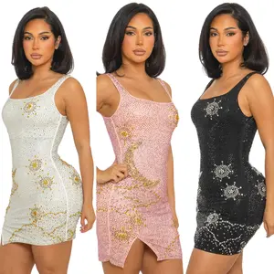 Rhinestone Bodycon Mini Dress for Women | Glamorous Party & Birthday Dress