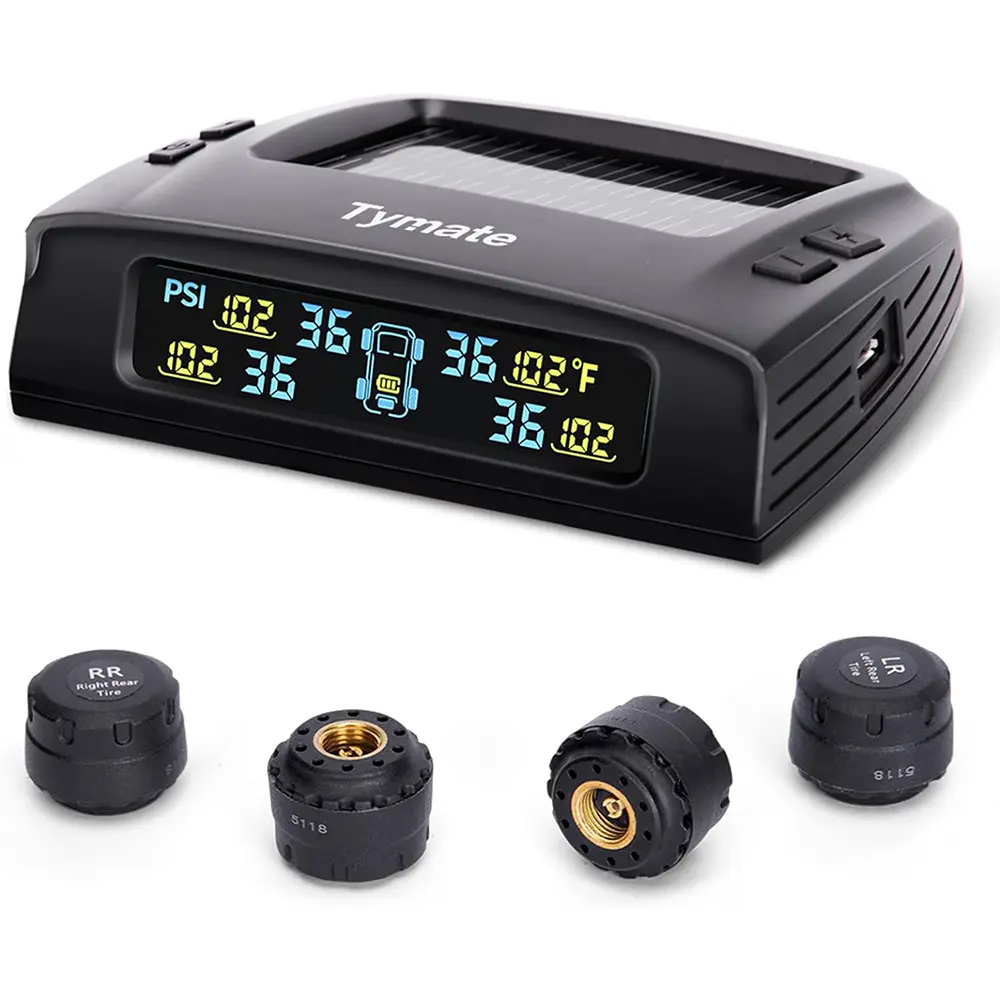 Tymate RV Tire Pressure Monitoring System, Tire Pressure Monitor System with Solar Charge, Trailer TPMS with 4 Sensors & 5 Alarm Modes, M7-3 TPMS - 2024 Updated w/Color LCD Display, 0-87PSI for RV