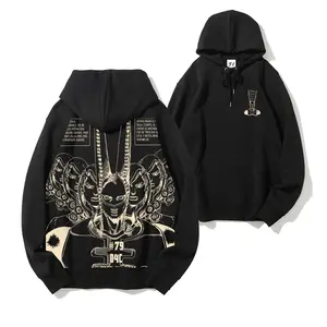 A retro-inspired hoodie from "JoJo's Bizarre Adventure," made of cotton blend, featuring a classic anime design. This men's pullover long-sleeved hoodie boasts a cool, casual style with a line drawing print, capturing the essence of the anime.