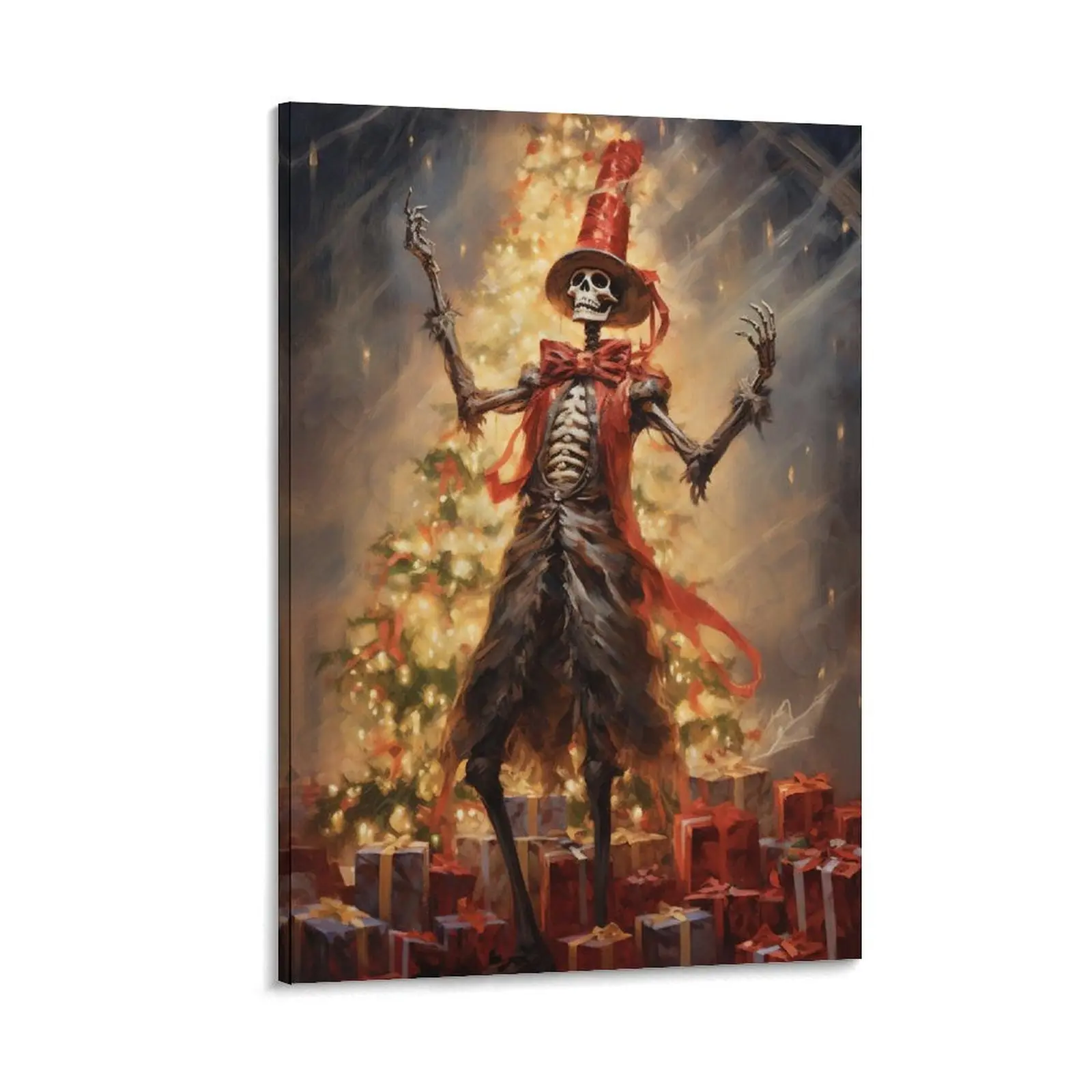 Creepy Christmas Skeleton Portrait. Vintage Canvas Wall Art. Dark Academia Posters. For Bedroomliving Room Poster Canvas Wall Art For Bedroom Decor Bar Office Room Decor Gift