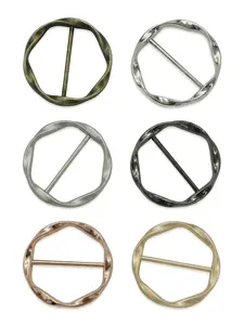 Women's Fashion Metal Scarf Ring Clip Set, 6-Piece Round Buckle Clothing Accessory Kit (available in 6 Colors), Stylish Jewelry