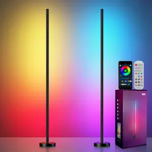 Smart RGBICW LED Corner Floor Lamp 2 Pack - 16 Million DIY Colors, 68+ Scenes, Music Sync, App & Remote Control, Color-Changing Ambient Lighting for Living Rooms, Bedrooms, and Gaming Rooms