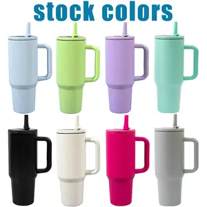 1pc 40oz Stainless Steel Insulated Tumbler with Handle, Leakproof Insulated Tumbler, Vacuum Mug with Lid and Straw, Double Wall Thermal Cup Keep Hot 12H/Cold 24H, Travel Coffee Tumbler for Car, Office, Gym, Great Gift for Women, Men, Friends