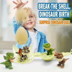 3PCS Surprise Dinosaur Eggs Toys, Pop Out Dinosaur Action Figures with 6-Joint Articulation, BPA Free Plastic Dino Toys, Easter Basket Stuffers, Birthday Gifts for Toddlers, Kids & Boys biting  finger  dinosaur