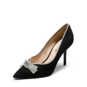 Dream Pairs Women's Rhinestone Bowknot Pointed Toe Stiletto Heel Pumps