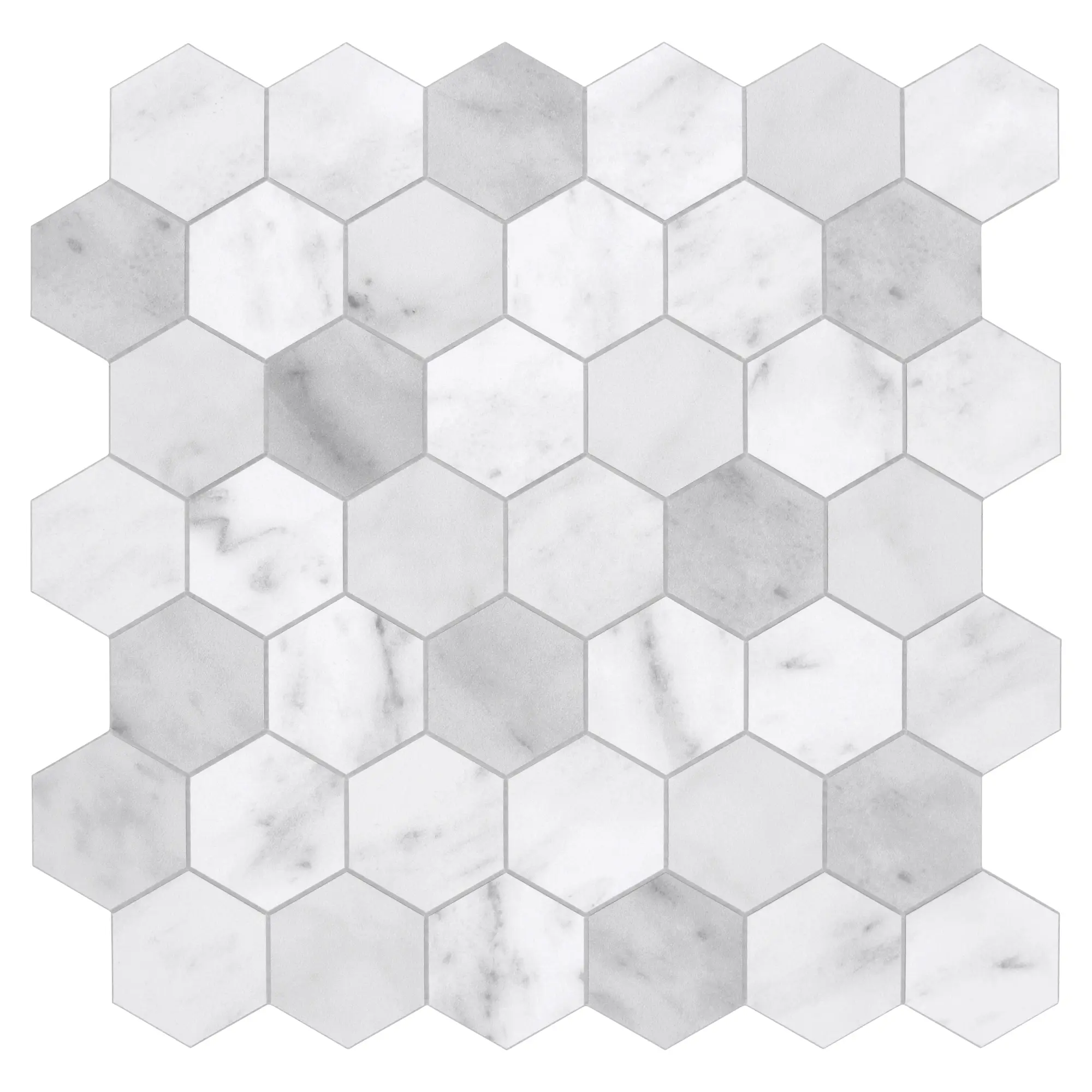 INNO STICKERS 10-Sheet Peel and Stick Backsplash Tile for Kitchen Bathroom Shower Hexagon Stick on Tiles, Cement Vintage self-Adhesive Wall Tile, Carrara White