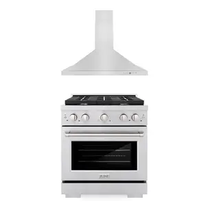 ZLINE 30 in. Kitchen Package with Stainless Steel Gas Range and Convertible Vent Range Hood (2KP-SGRRH30)