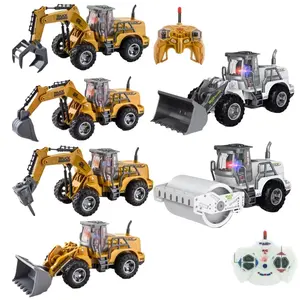 Remote Control Bulldozer Toy Set, Multifunctional 6-Way RC Construction Vehicle, Suitable for Kids 3-12, Boys & Girls, Christmas Gift, RC Construction Truck