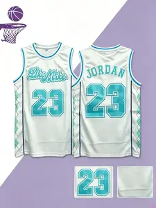 Men's Basketball Jersey No. 23 Vintage Embroidered Breathable Training Uniform Sleeveless Top Blue S-Xxxl