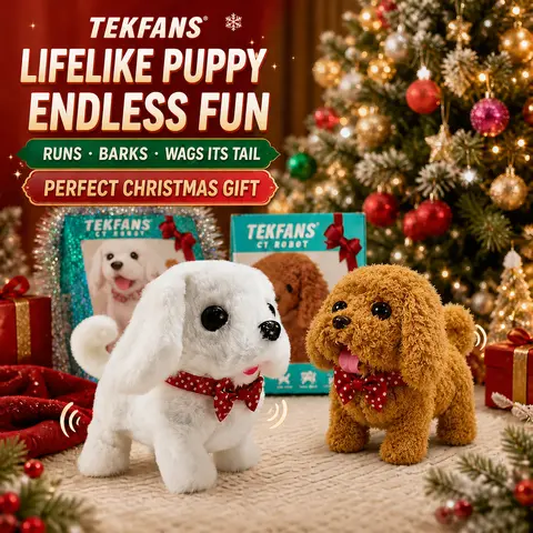 Robotic Realistic Puppy Toy, Realistic Robotic Dog Plush Toy Cute Puppy Electric Pet Dog Robotic Realistic Dog - Barking, Moving, Tail-Wagging Fun! Companion Toys for Pets, Kids’ Companion Toy, Ideal for Gifts, Holiday Surprises and Family Gatherings
