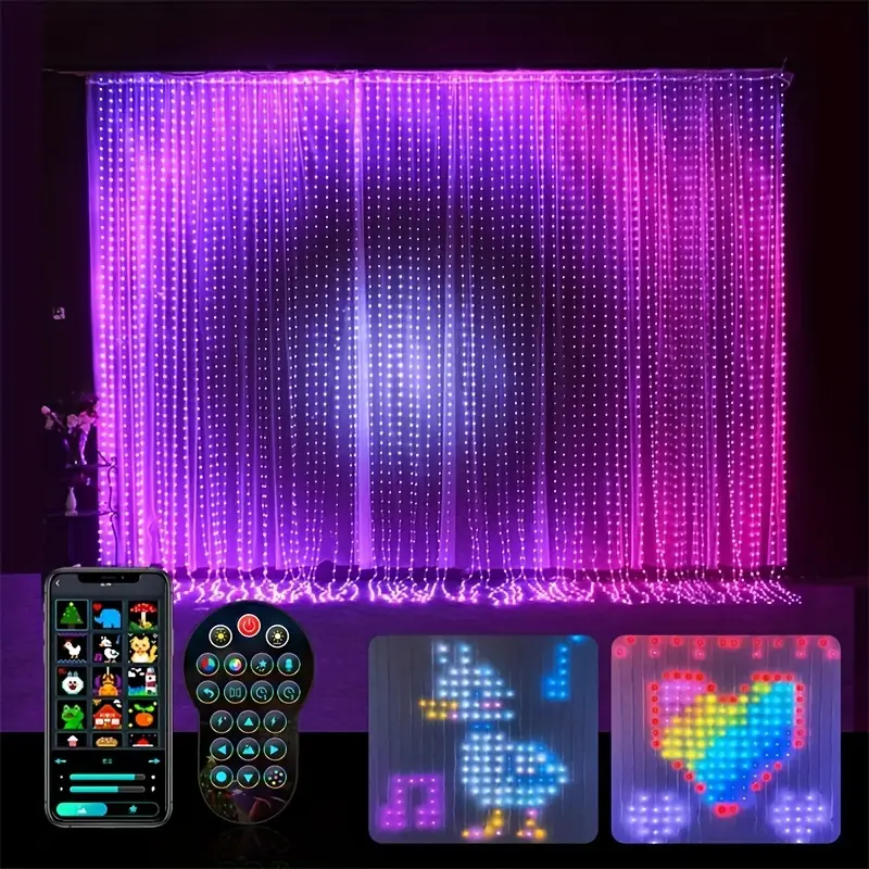 DIY Curtain Lights with Lighting Modes & APP Control for Bedroom Home Party Wall Decor  Ideal for Festival Wedding Halloween Christmas
