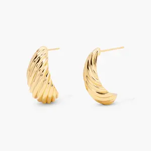 Farrah Ribbed Earrings in Gold by Brook and York