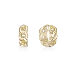 Gold Plated Chain Huggie Earrings - Stylish & Trendy Jewelry by Lavari Jewelers non tarnish